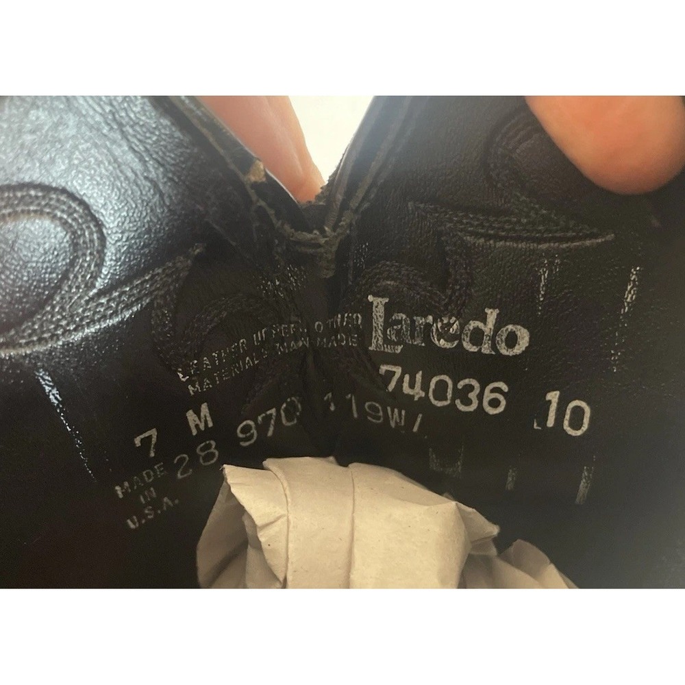 Laredo Womens Cowboy Boots Size 7 Black Leather Vintage Made in USA - Picture 10 of 10